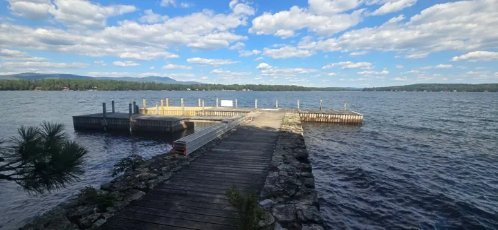 Wide view of the finished crib dock and its connecting walkway